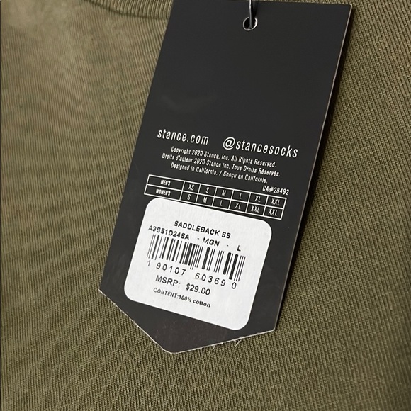 Stance Green Short Sleeve Tee with Classic Crew Neck - Picture 3 of 6